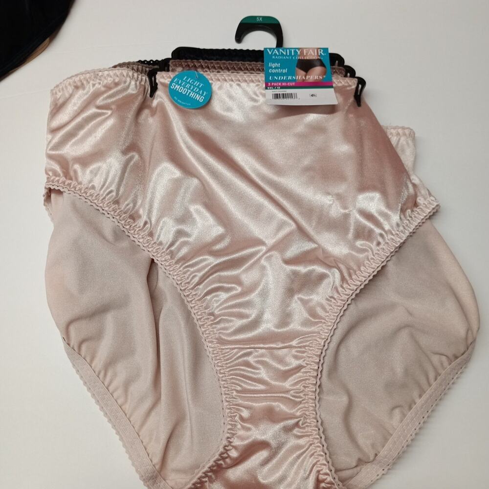 VANITY FAIR Women 3-Pair Undershapers Hi Cut Underwear Panties Nylon Size 5XL/12